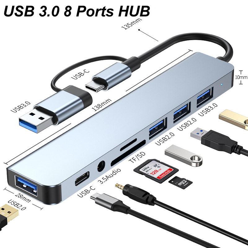 8-IN-1 USB TYPE-C 3.0 HUB 3.5M - Usb Hub Type C ulasan dan harga