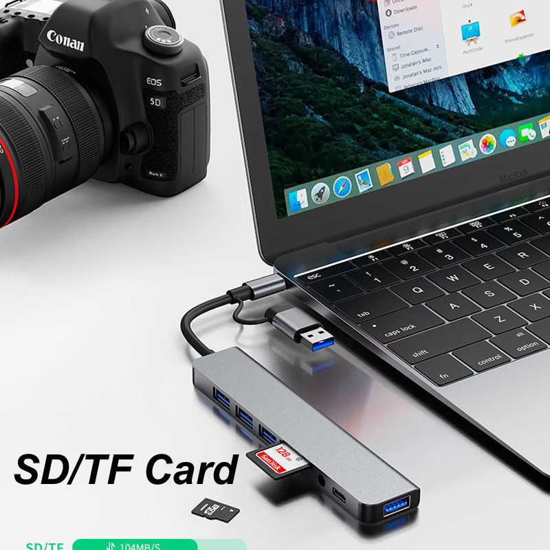 8-IN-1 USB TYPE-C 3.0 HUB 3.5M - Usb Hub Type C ulasan dan harga