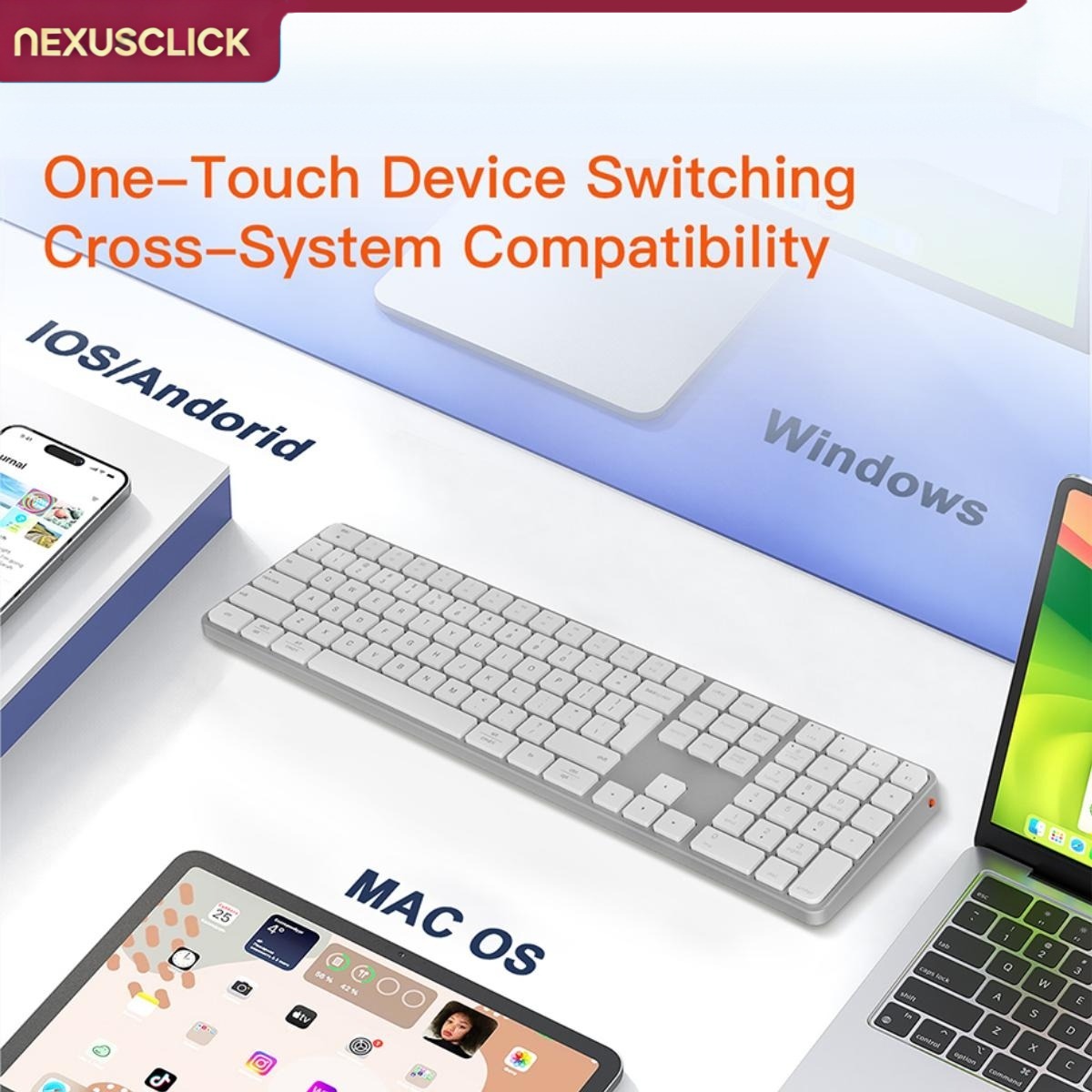 NexusClick 109 Keys Slim Dual  - Bluetooth Trackpad ulasan dan harga