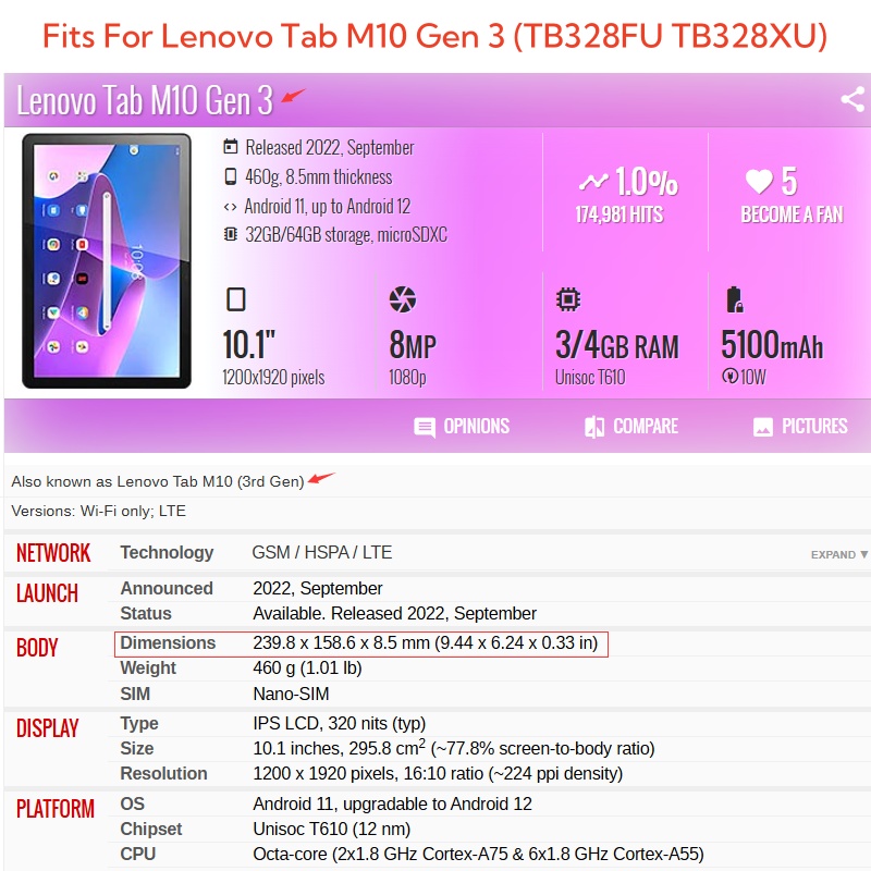 For Lenovo Tab M10 3rd Gen 10. - Lenovo Tablet M10 Accessories ulasan dan harga